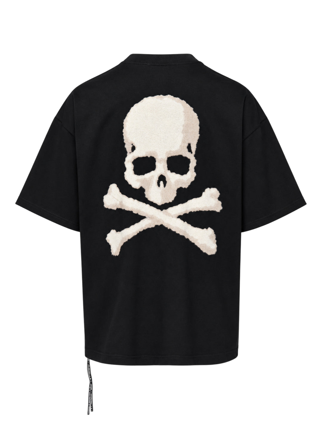 Mastermind Former OG short sleeve tee in black with embroidered blackletter Mastermind Japan lettering and skull and crossbones motifs - view 2