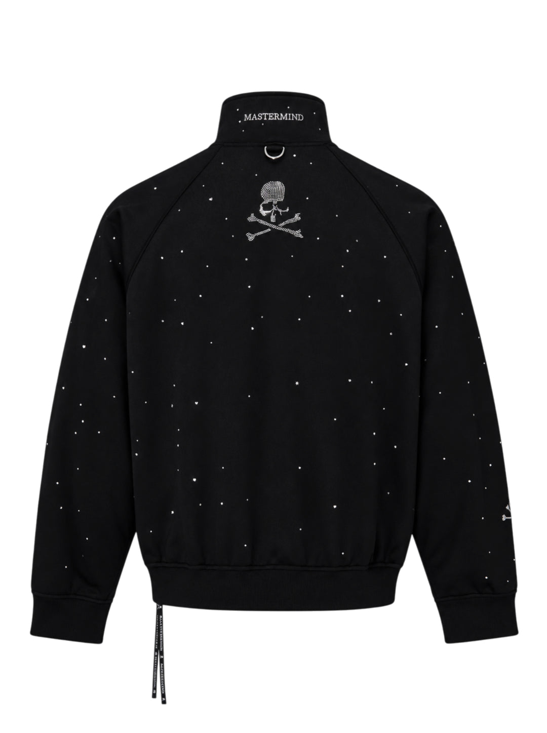 Mastermind black jersey track jacket embellished with scattered Swarovski crystals and crystal skull-and-crossbones motifs on the sleeves - view 2
