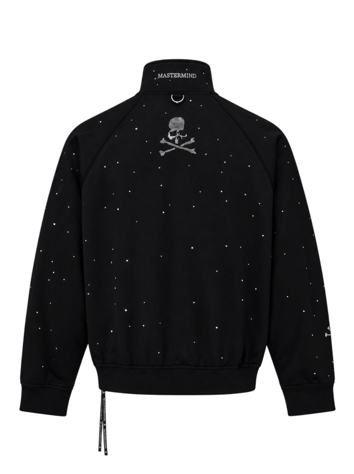 Mastermind black jersey track jacket embellished with scattered Swarovski crystals and crystal skull-and-crossbones motifs on the sleeves - view 2