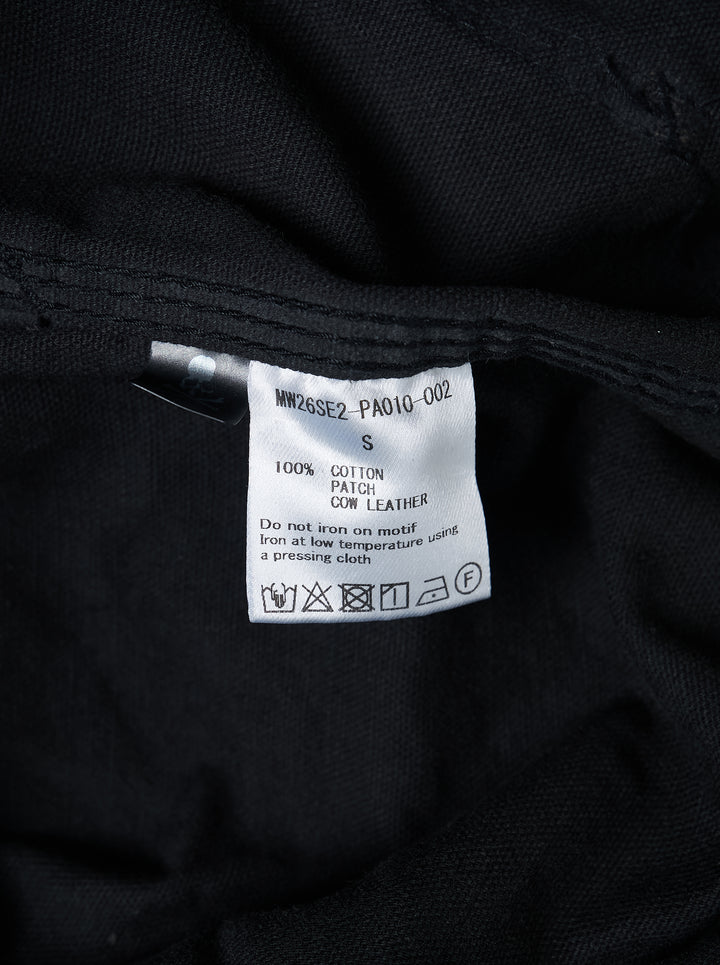 Mastermind stone washed straight easy pants in faded black with drawstring waist, hammer loop and branded cord detail - view 3