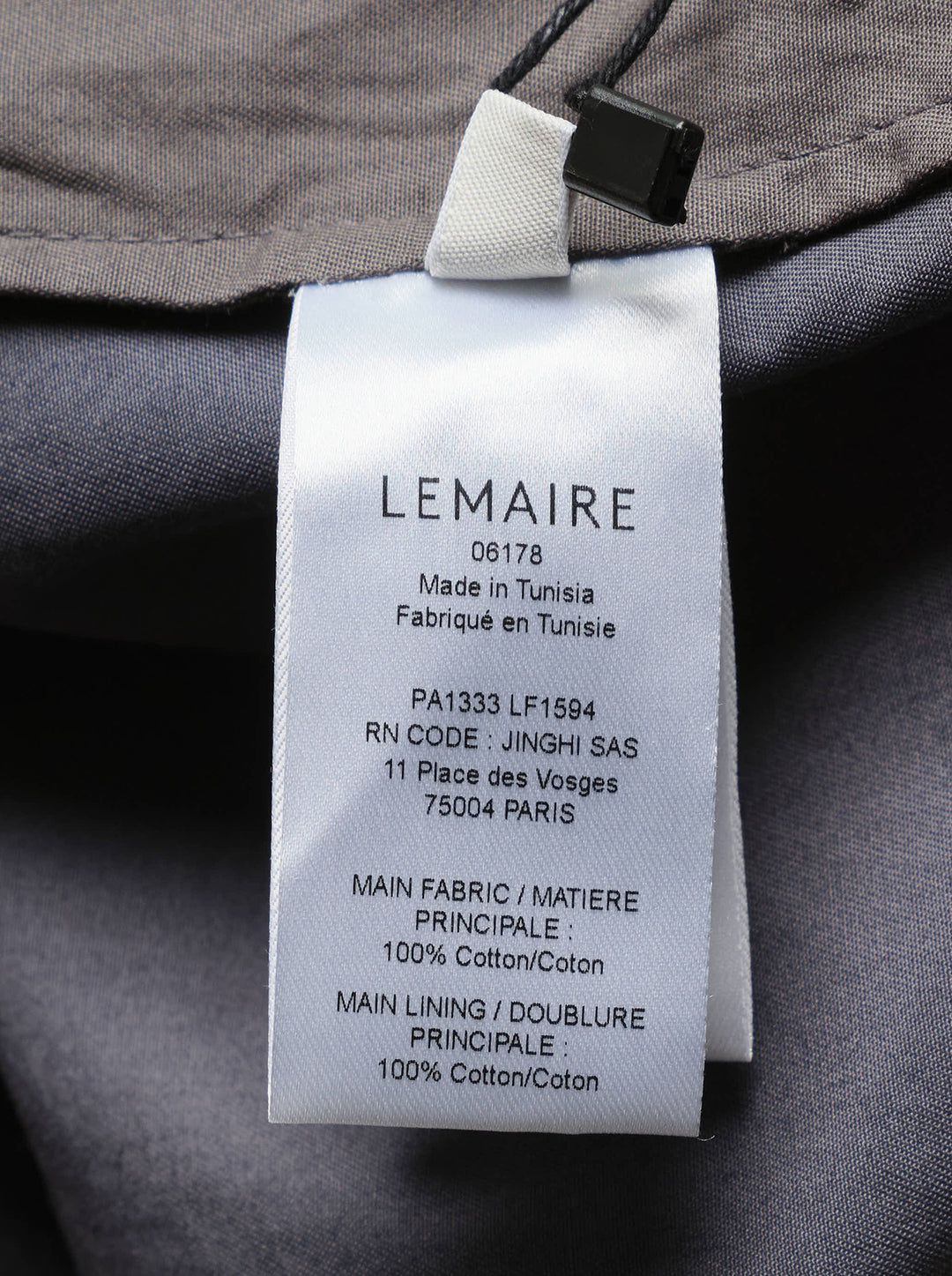 Lemaire Light Cotton Pyjama Pants in slate grey, featuring a wide-leg silhouette, elasticated waistband, and tonal drawstring tie with single button fastening - view 3