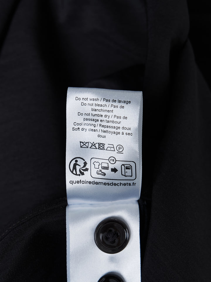 Lemaire black wool gabardine overshirt with pointed collar, snap-button front and chest patch pocket - view 3