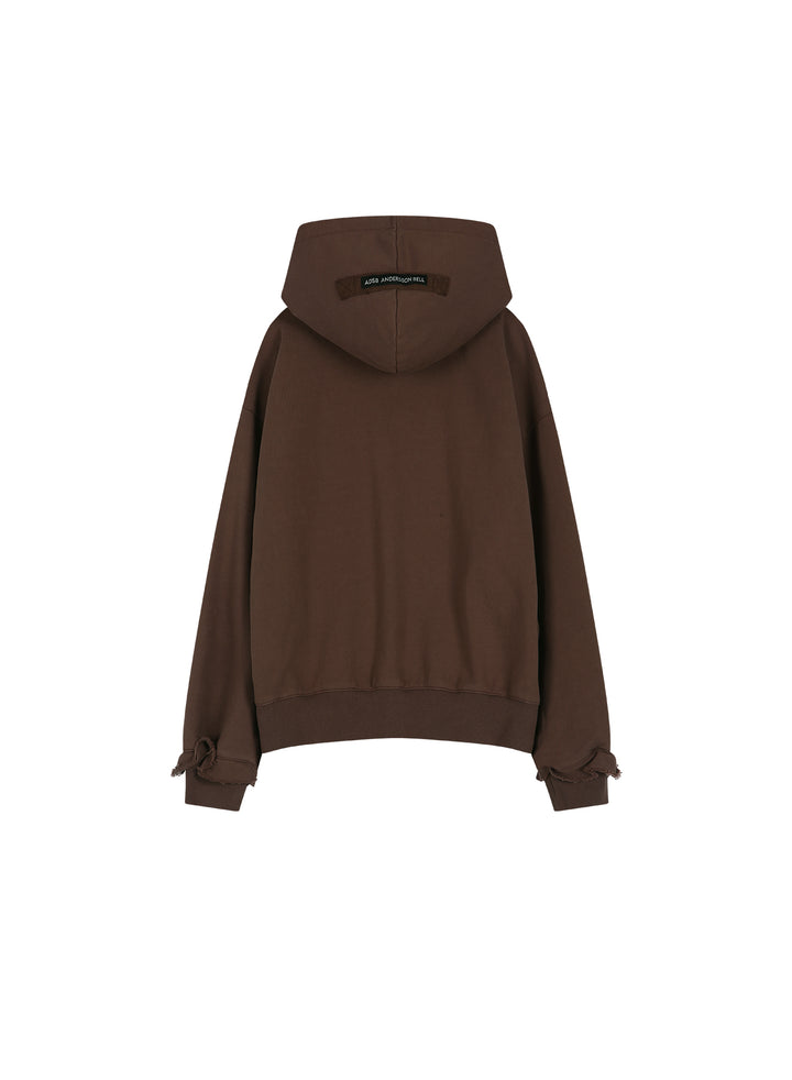 Raw-Cut Studded Zip-Up Hoodie