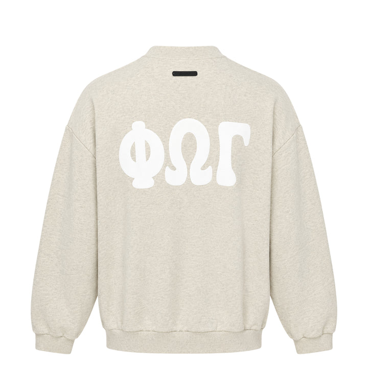 Fear of God Essentials 90s Crewneck Sweatshirt in heather sage with tonal All Valley Essentials chest embroidery, kangaroo pocket, and ribbed hem