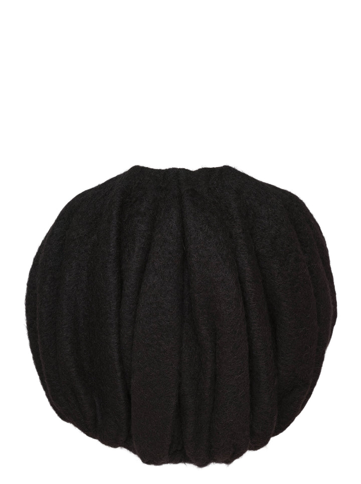 Rick Owens Temple Bubble Cropped Cape in black brushed mohair-blend, rear view showing sculptural quilted channelling and cocoon silhouette - view 2
