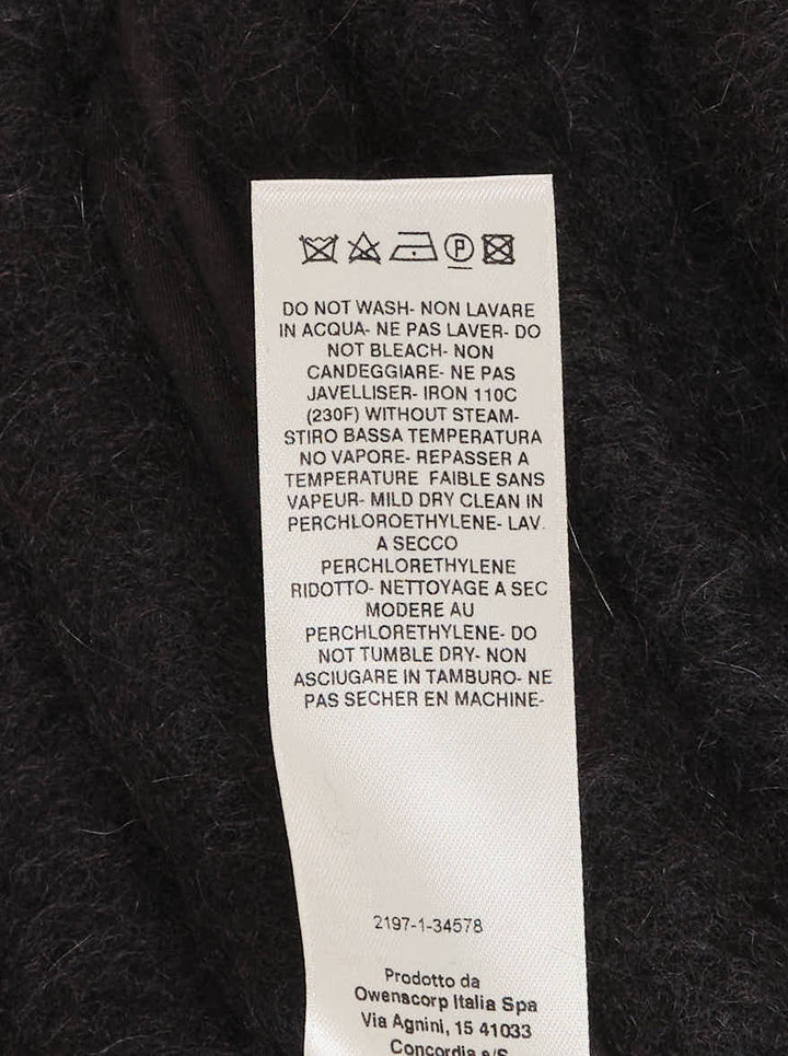 Rick Owens Temple Bubble Cropped Cape in black brushed mohair-blend, rear view showing sculptural quilted channelling and cocoon silhouette - view 3