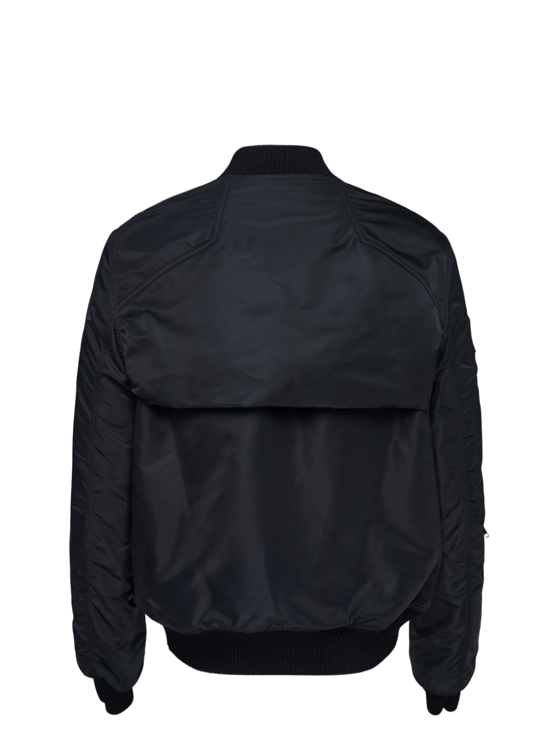 Rick Owens black washed nylon sleeveless bomber vest with V-neckline, silver front zip, four zip pockets and ribbed knit hem - view 6