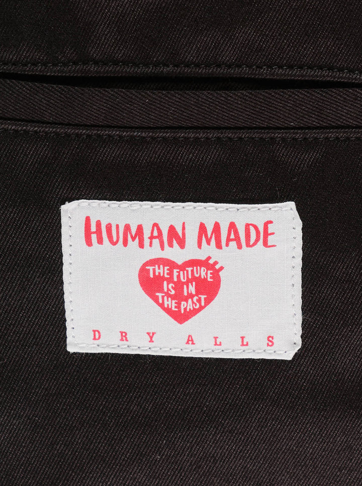Human Made Skater Wide Leg Pants in black, featuring a high-rise waistband, double front pleats, and a relaxed wide-leg silhouette with stitched crease detail - view 3