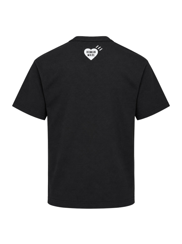 Human Made Dry Alls Graphic Tee in black, featuring a large circular bulldog mascot badge print at the chest with red, yellow, and white detailing - view 2