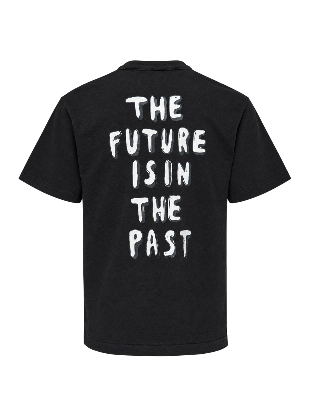 Human Made black short sleeve crew neck t-shirt with a large red hand-drawn heart graphic and 'Human Made' bubble lettering on the chest - view 2