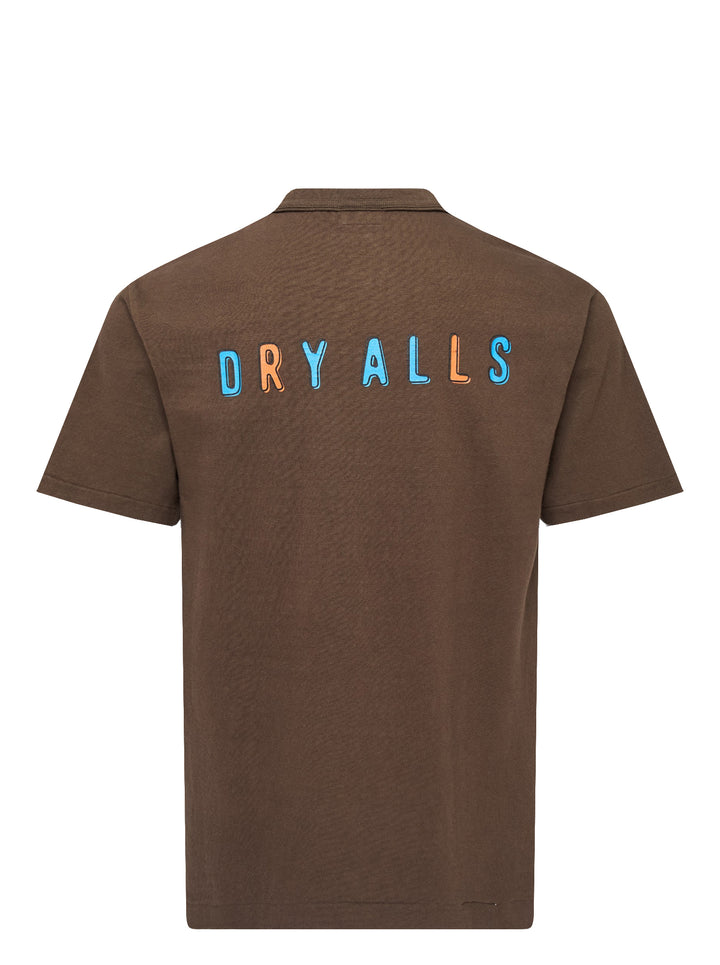 Human Made brown short-sleeve graphic T-shirt with an orange heart logo print at the chest and a red woven label at the neck - view 2