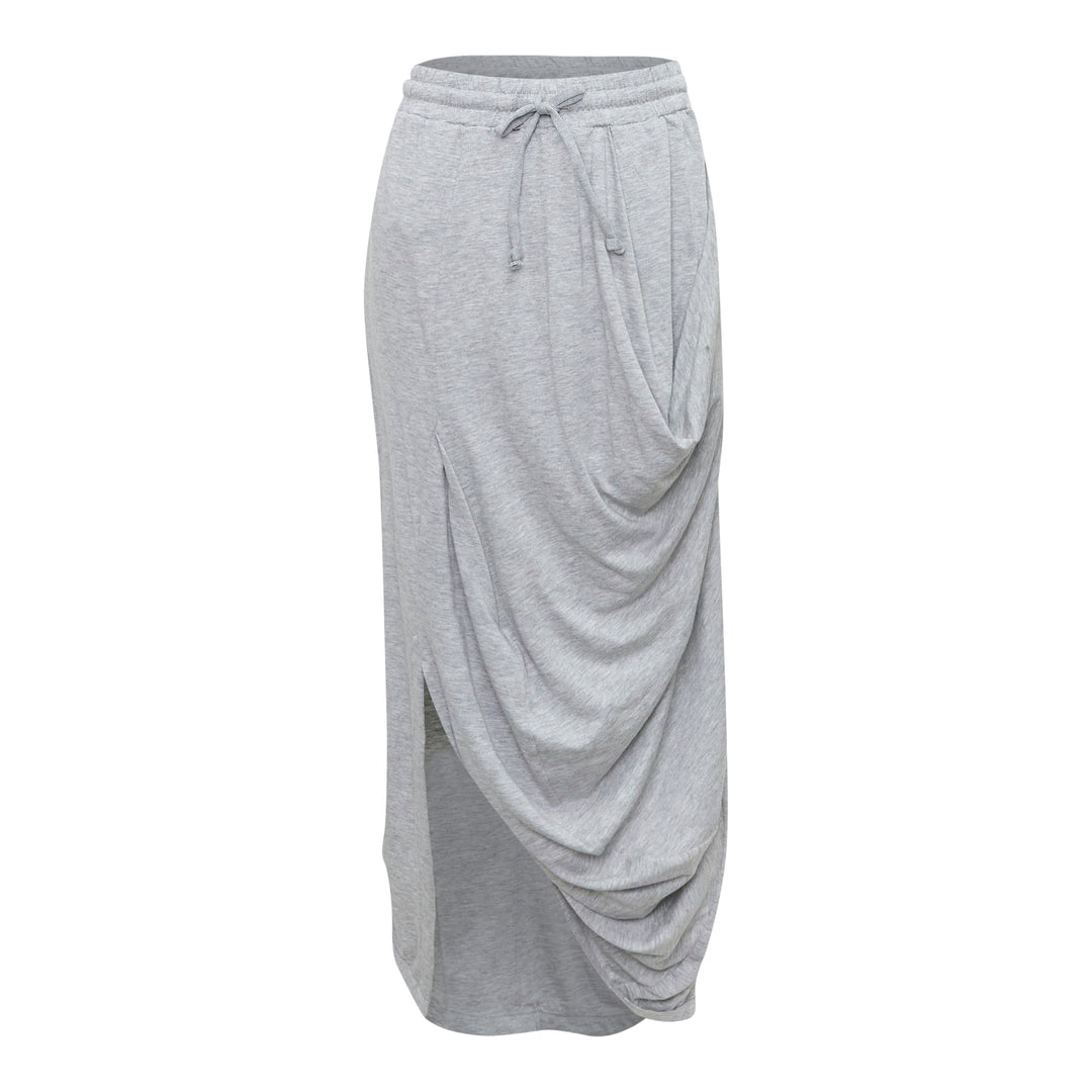 Draped Cotton Maxi Skirt