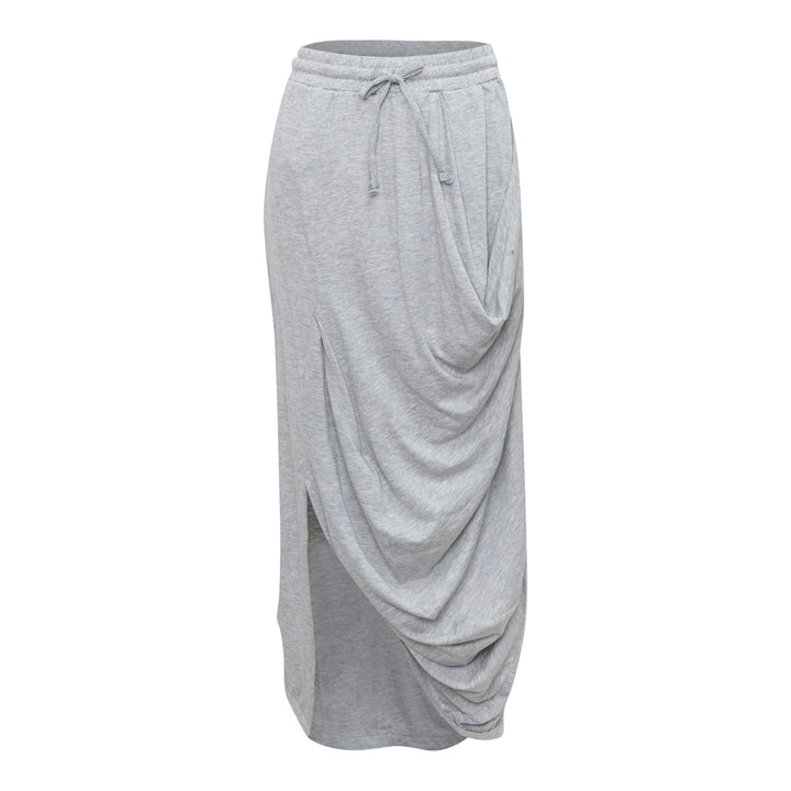Draped Cotton Maxi Skirt