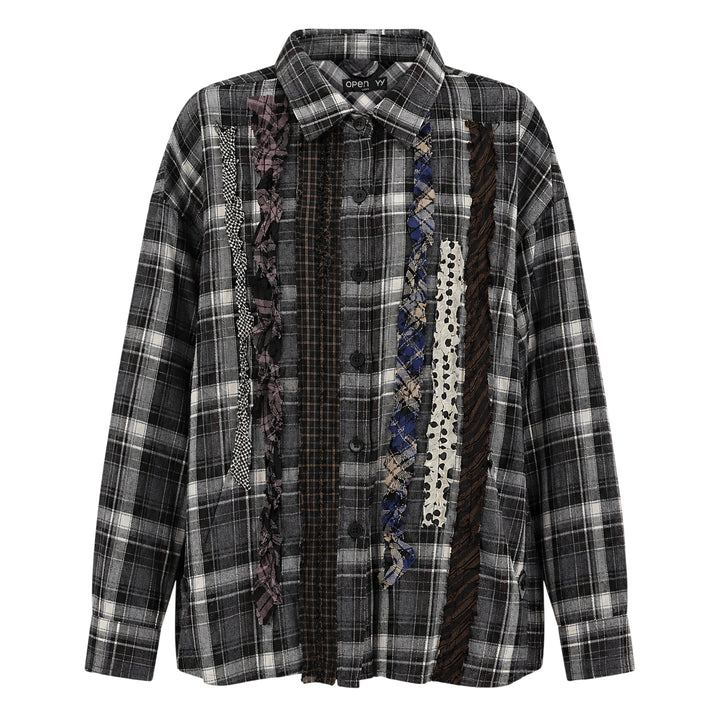 Checkered Crinkle Ruffle Shirt