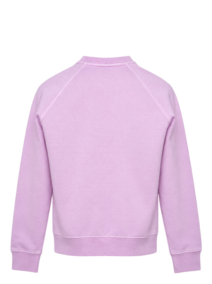 MSGM Bathrobe Cat Sweatshirt in lilac with gothic MSGM logo, illustrated kitten in a monogrammed bathrobe, and 'Late Check Out' slogan print on the chest - view 2