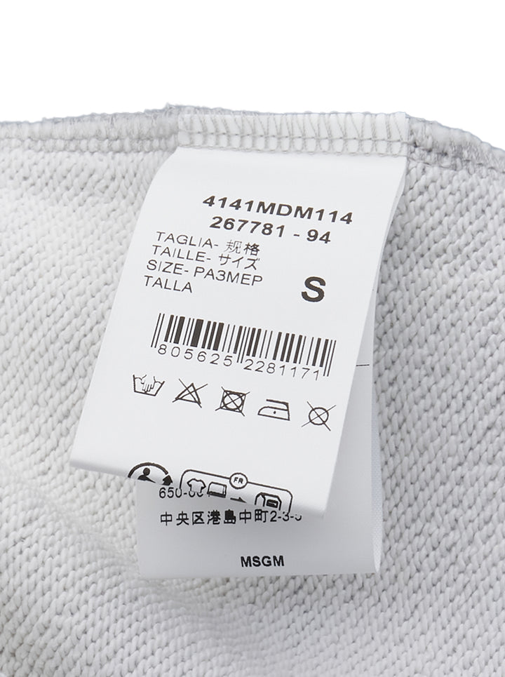 MSGM grey marl short sleeve T-shirt with blue striped fabric inserts at the hem, lace trim at the neckline, and embroidered MSGM script logo at the chest - view 3