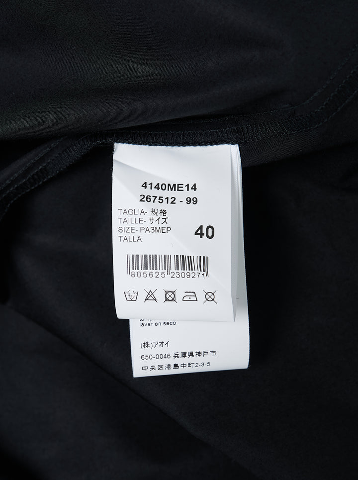 MSGM black long sleeve shirt with crystal studs and silver eyelets embellished down the front placket, featuring a pointed collar and concealed button fastening - view 3
