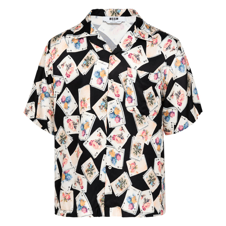Poker Cards Print Short Sleeve Shirt