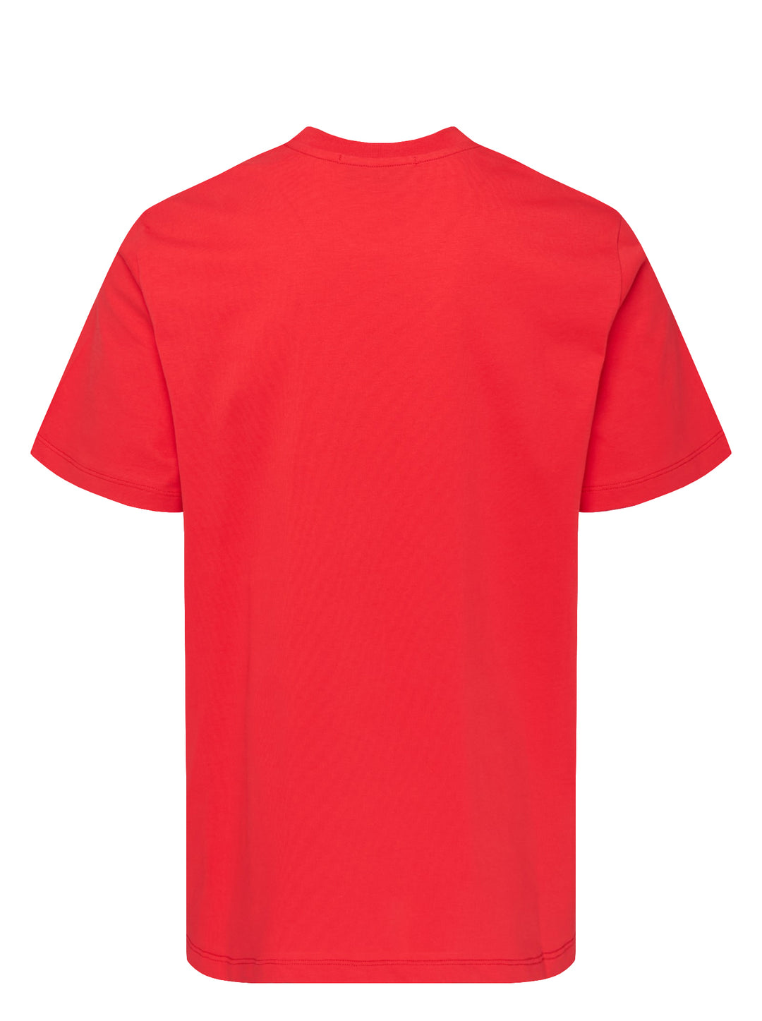 MSGM red cotton short sleeve tee with oversized white brushstroke logo and Milano text printed across the chest - view 2