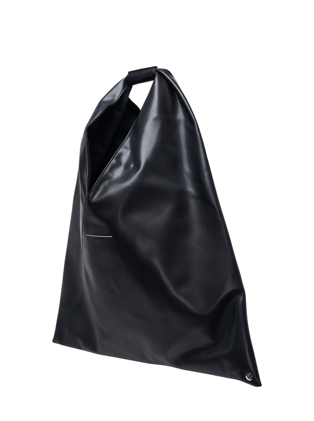 MM6 Maison Margiela Classic Japanese black triangular tote bag with colourful sticker graphics and a single top handle - view 2