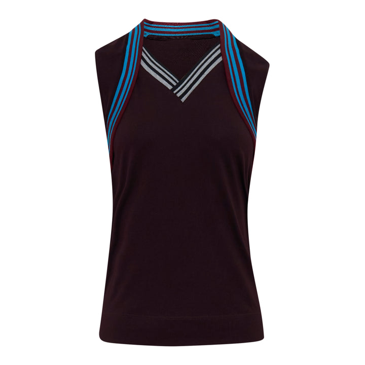 Contrast Stripe Heart Neck Tank