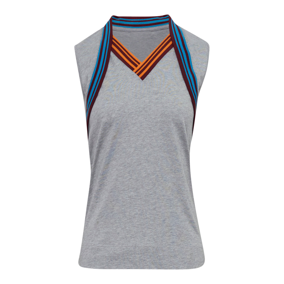 Contrast Stripe Heart Neck Tank