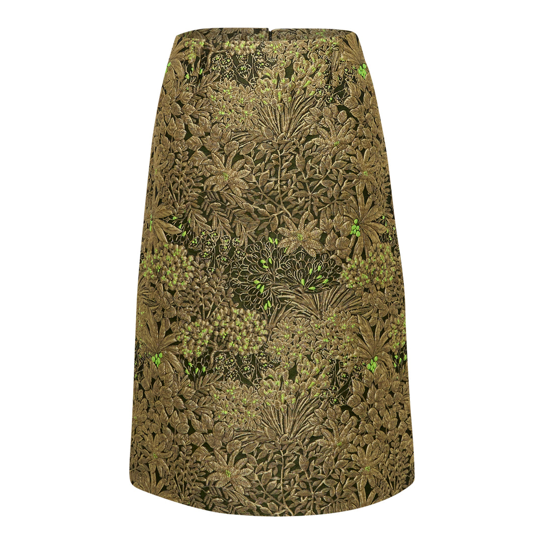 Floral Jacquard A-Line Skirt