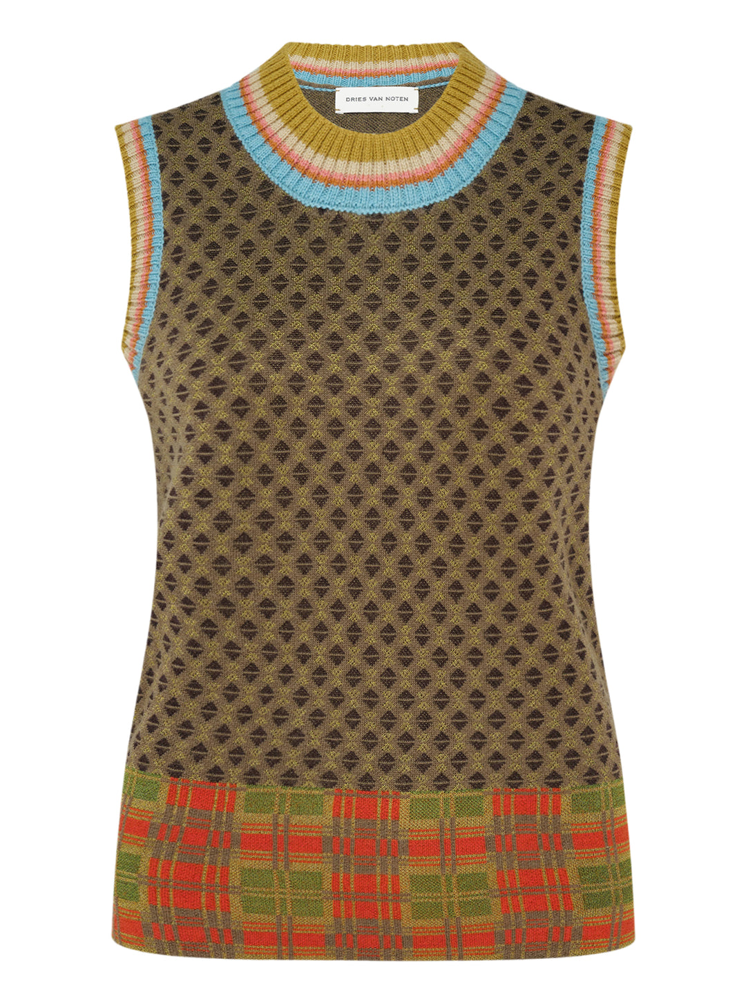 Dries Van Noten Contrast Neckline Knit Vest