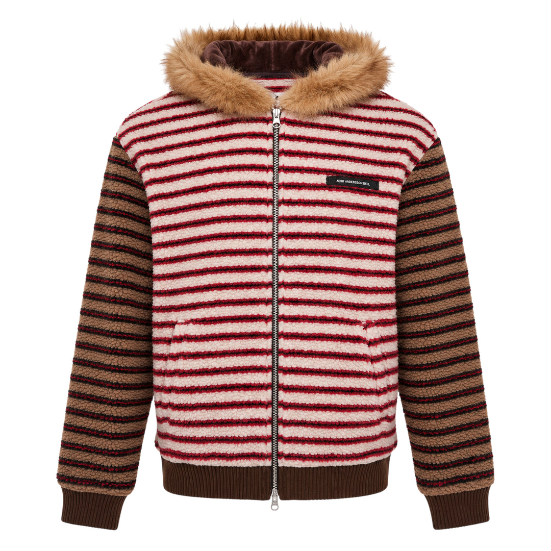 Stripe Patchwork Fleece Hoodie
