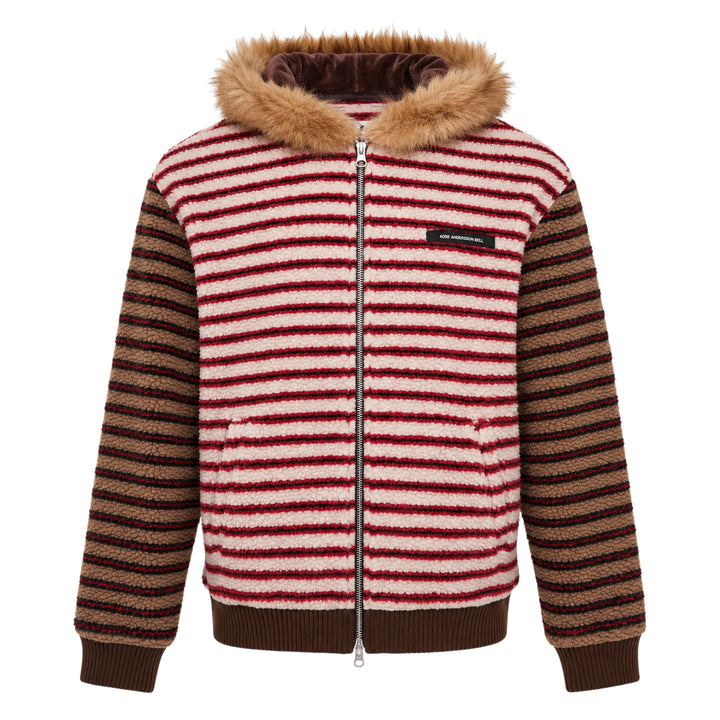 Stripe Patchwork Fleece Hoodie