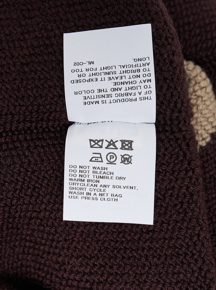 Homme Plissé Issey Miyake Winter Gear color-block knit neck warmer in beige and burgundy - view 3