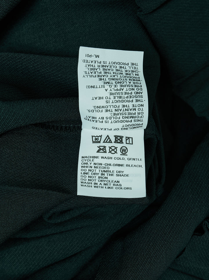 Homme Plissé Issey Miyake Edge Ensemble Pleated Blouson in deep forest green, featuring all-over vertical pleating, stand collar, tonal button front fastening, and patch chest pockets - view 3