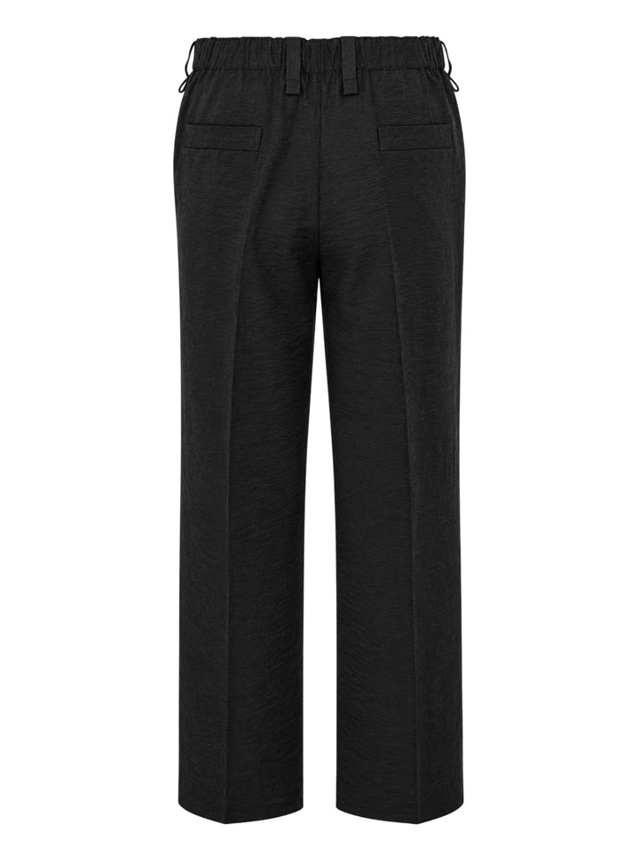 Homme Plissé Issey Miyake Opacity Woven Pants in black, flat lay showing wide-leg silhouette with front creases and elasticated drawstring waistband - view 2