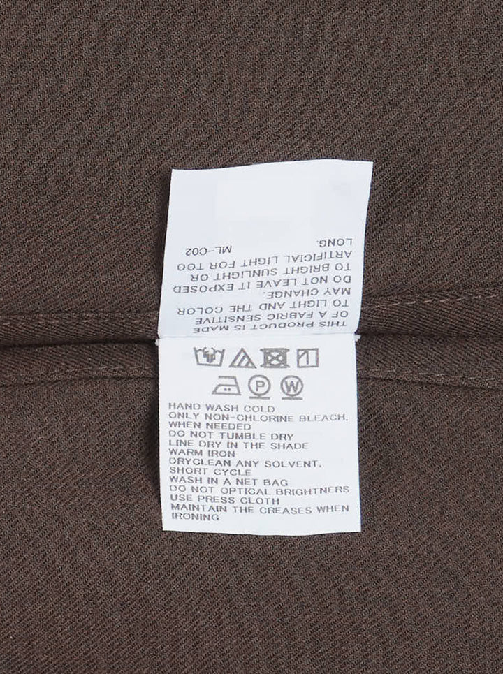 Homme Plissé Issey Miyake Press long sleeve shirt in two-tone brown and dark olive colour-block with band collar, button front and chest pocket - view 3