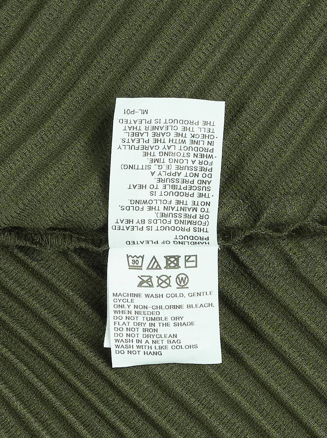 Homme Plissé Issey Miyake Slash Pleated Cardigan in olive green, featuring signature micro-pleating, V-neckline, and tonal button front closure - view 4