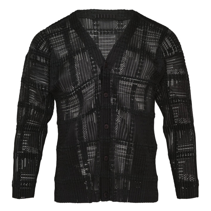 Lace Grid Pleated Cardigan
