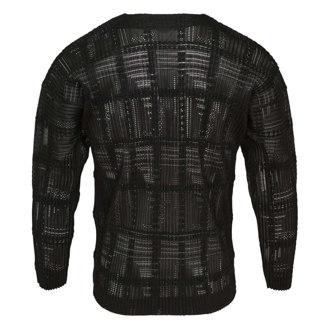 Lace Grid Pleated Cardigan