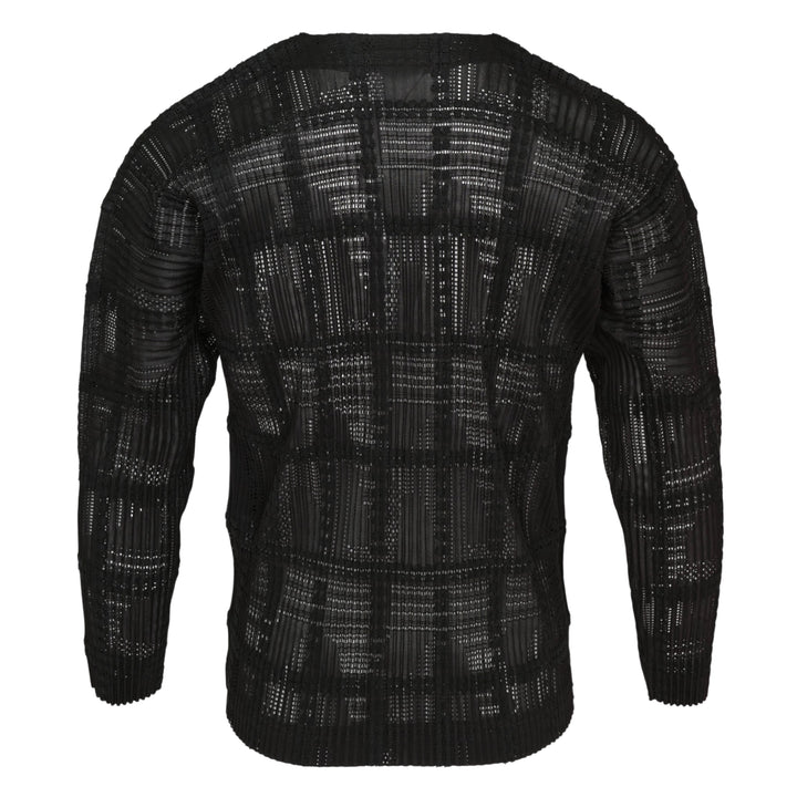 Lace Grid Pleated Cardigan