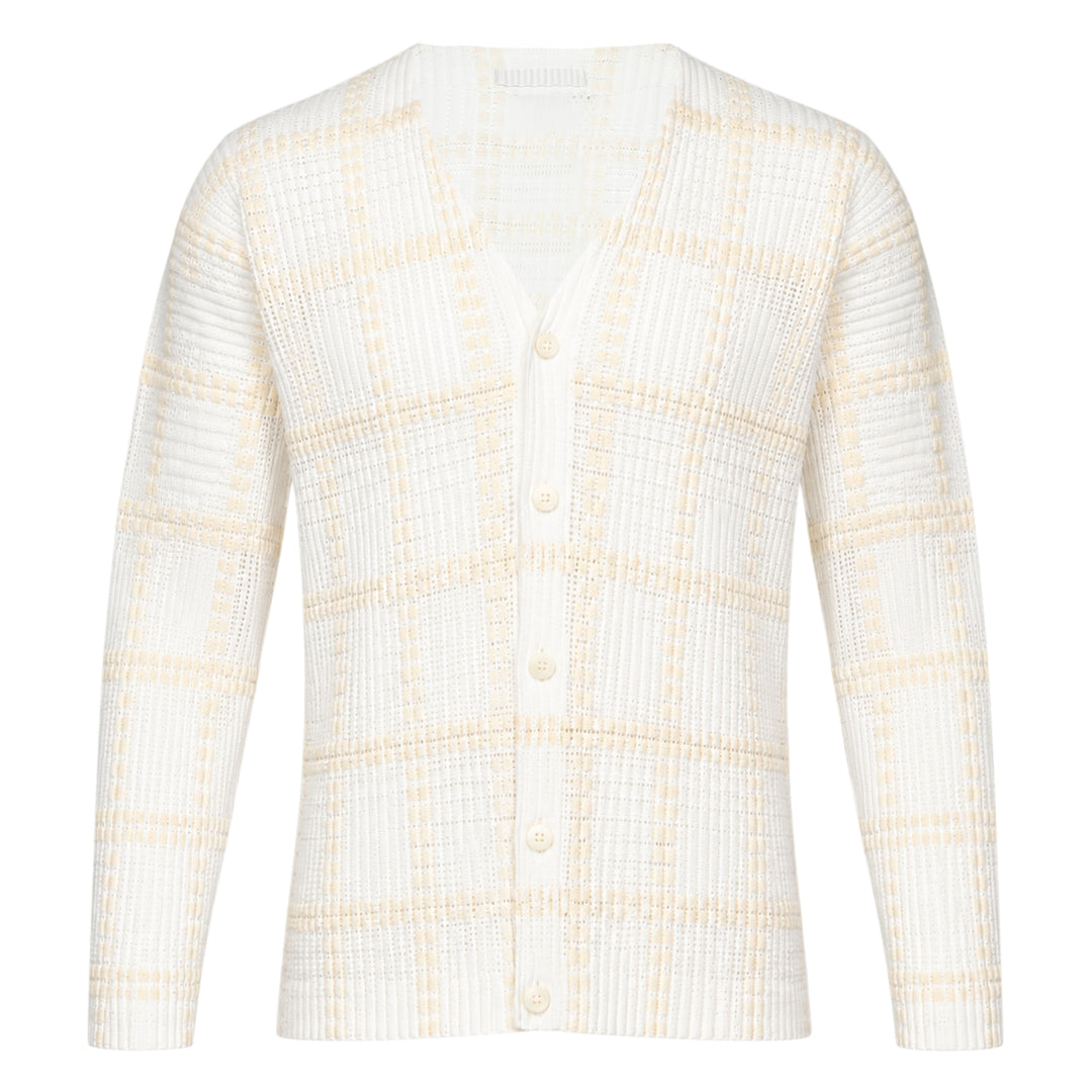 Lace Grid Pleated Cardigan