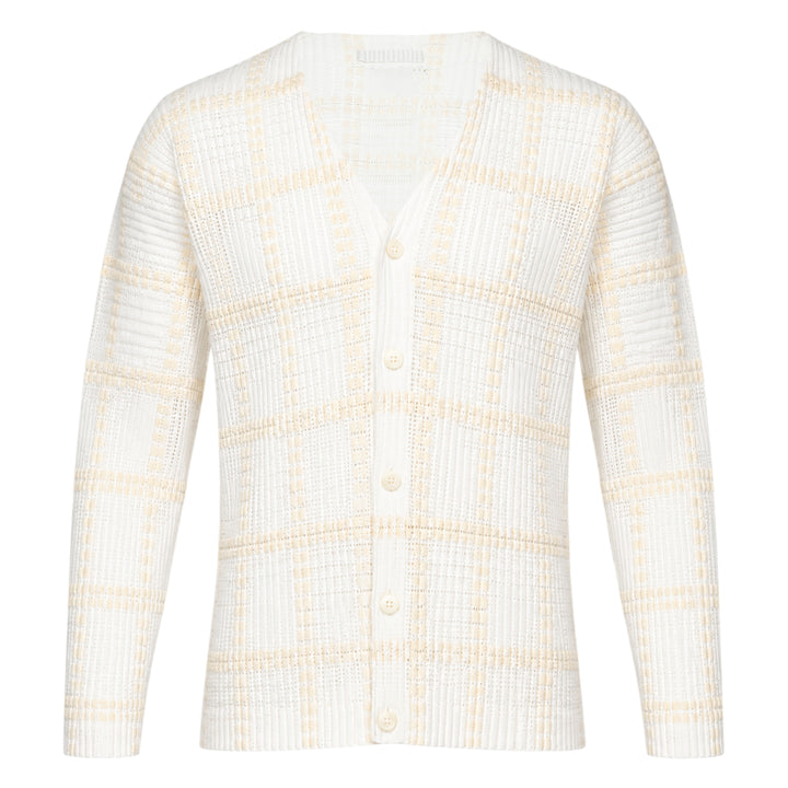 Lace Grid Pleated Cardigan