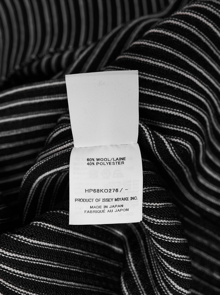 Homme Plissé Issey Miyake In The Shadow Knit sleeveless button-up cardigan in black and white vertical ribbed stripes - view 3