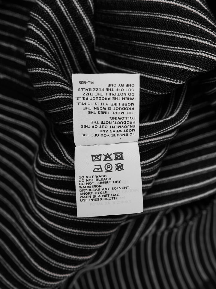 Homme Plissé Issey Miyake In The Shadow Knit sleeveless button-up cardigan in black and white vertical ribbed stripes - view 4