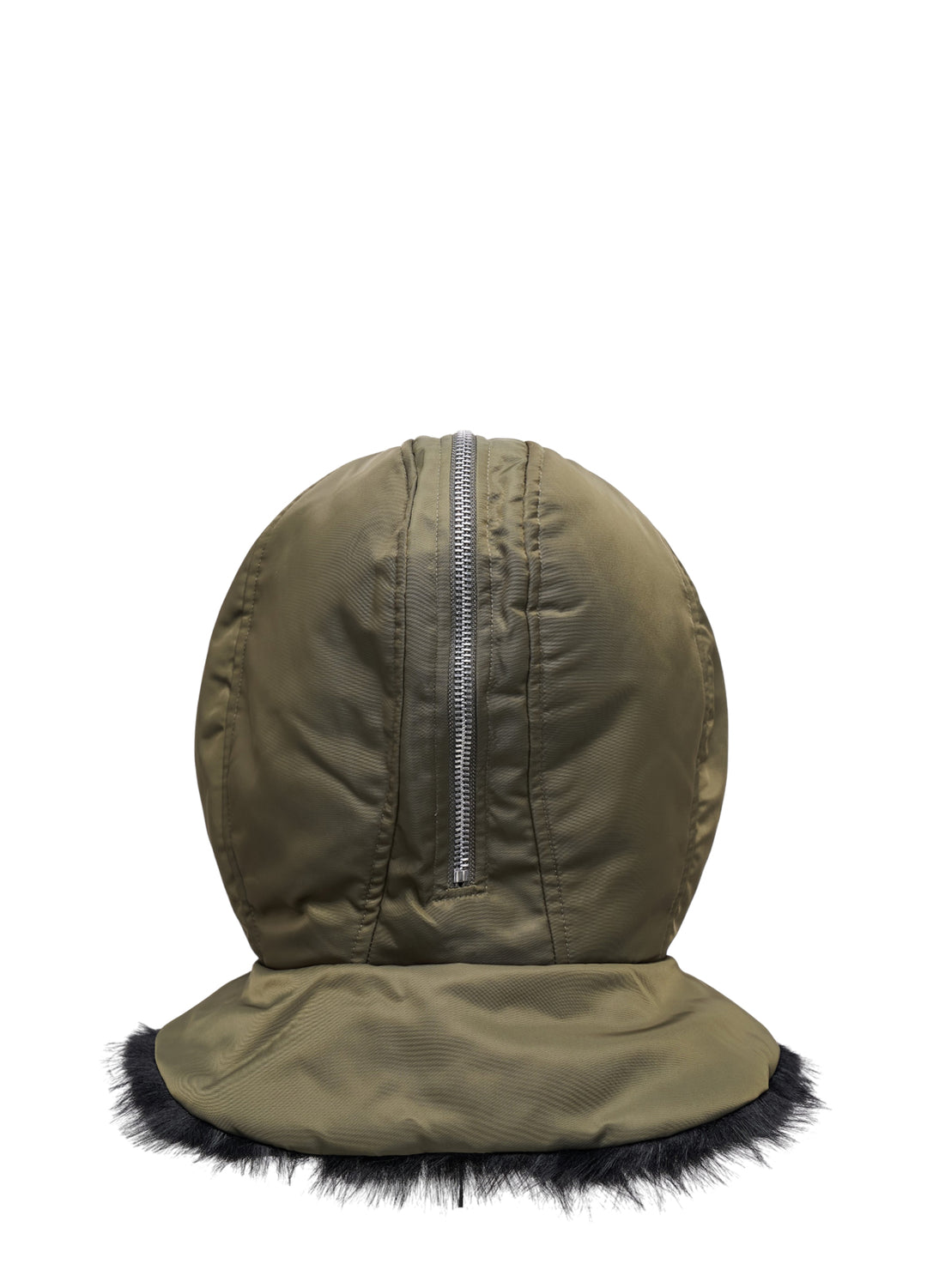 Split Faux Fur Zip Hood Bomber
