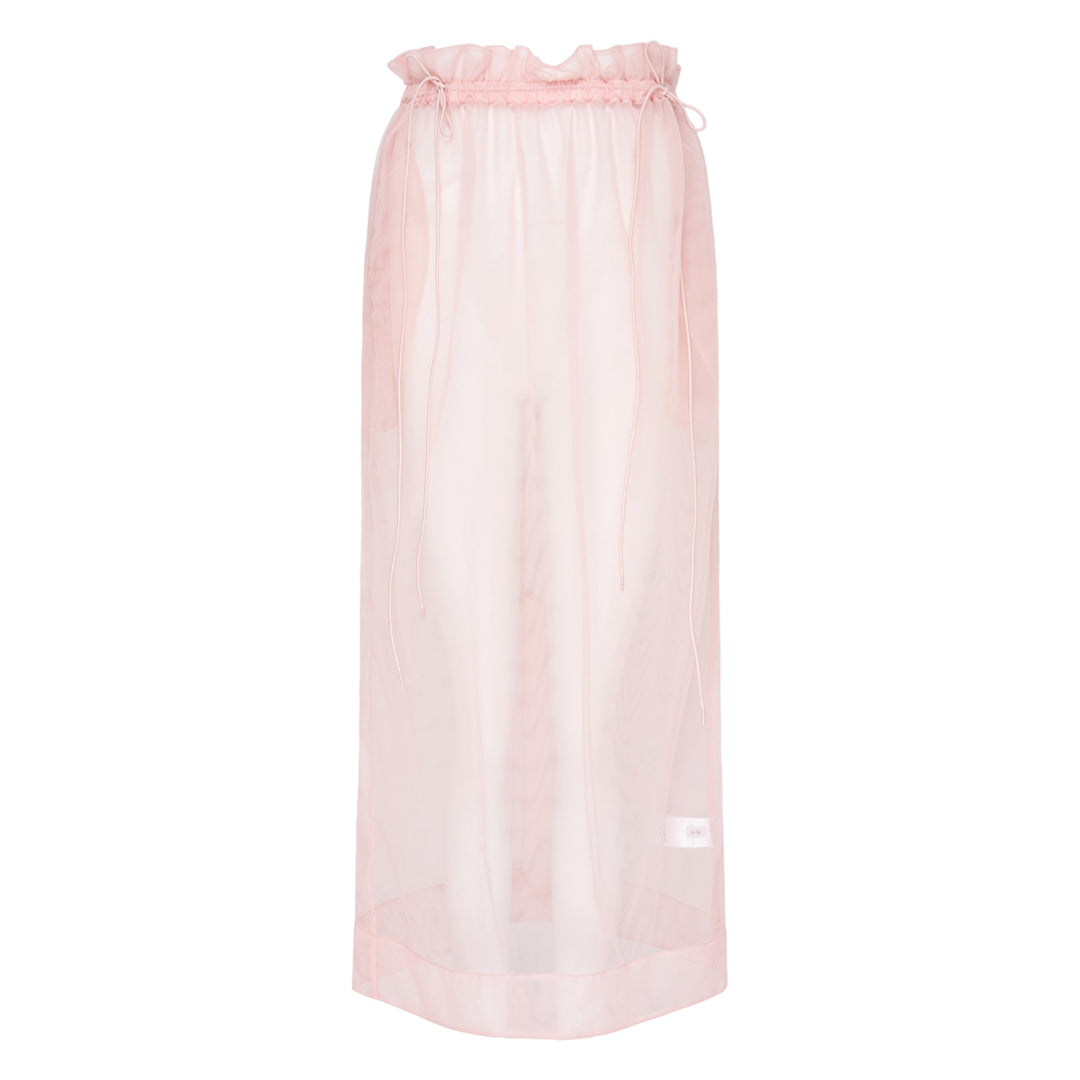Gathered Waist Cord Tulle Skirt