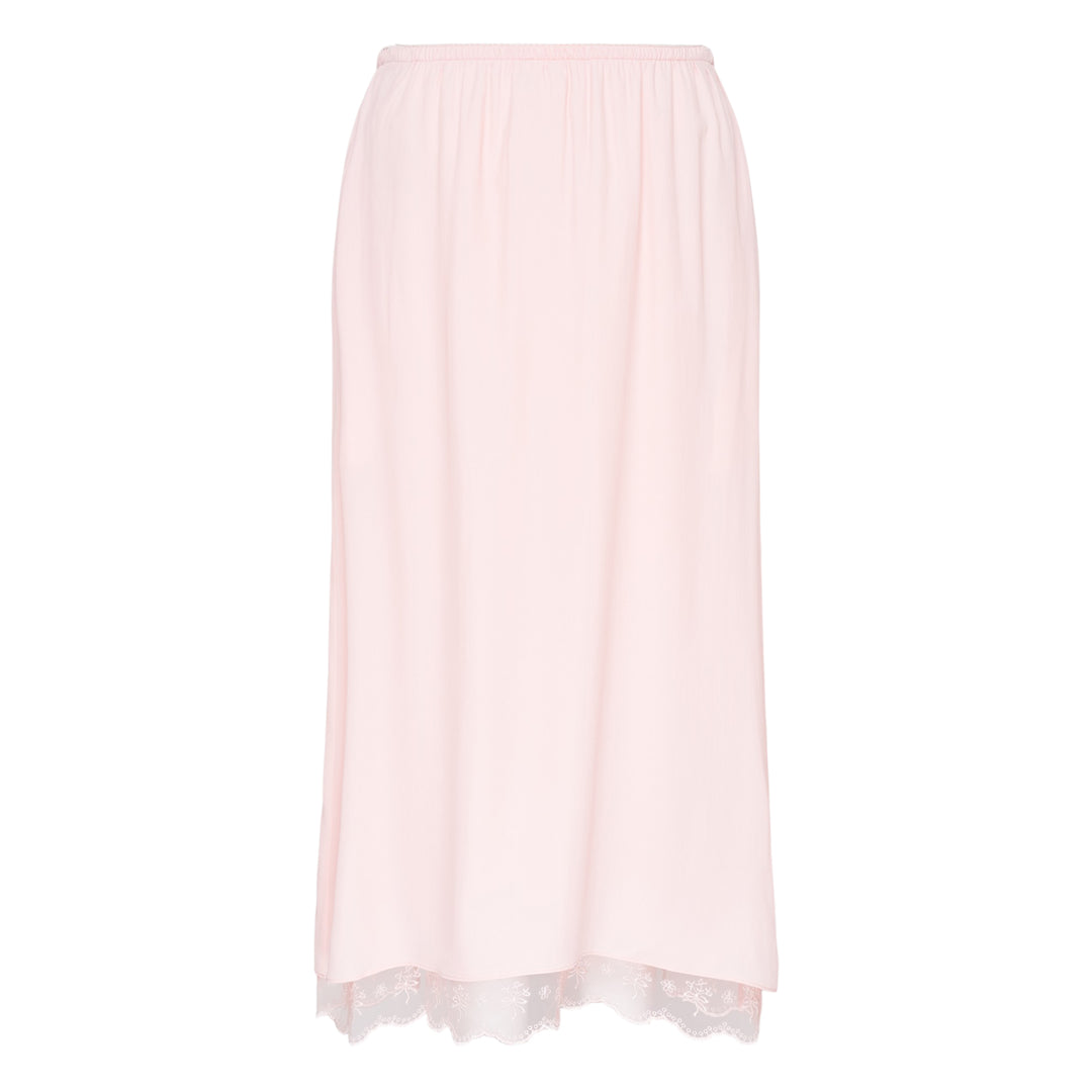 Lace Trim Crepe Negligee Skirt