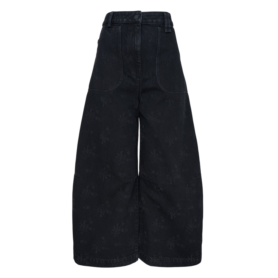 Cropped Wide Leg Utility Jeans