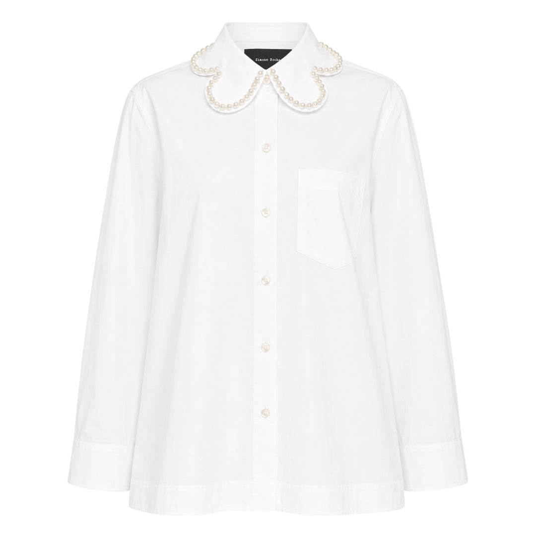 Pearl Collar Masculine Blouse