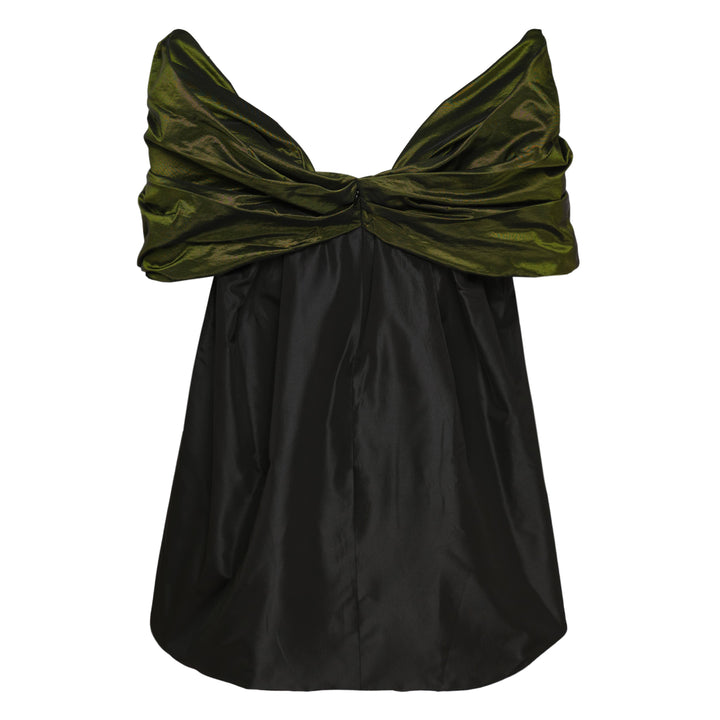 Gathered Bow Taffeta Top