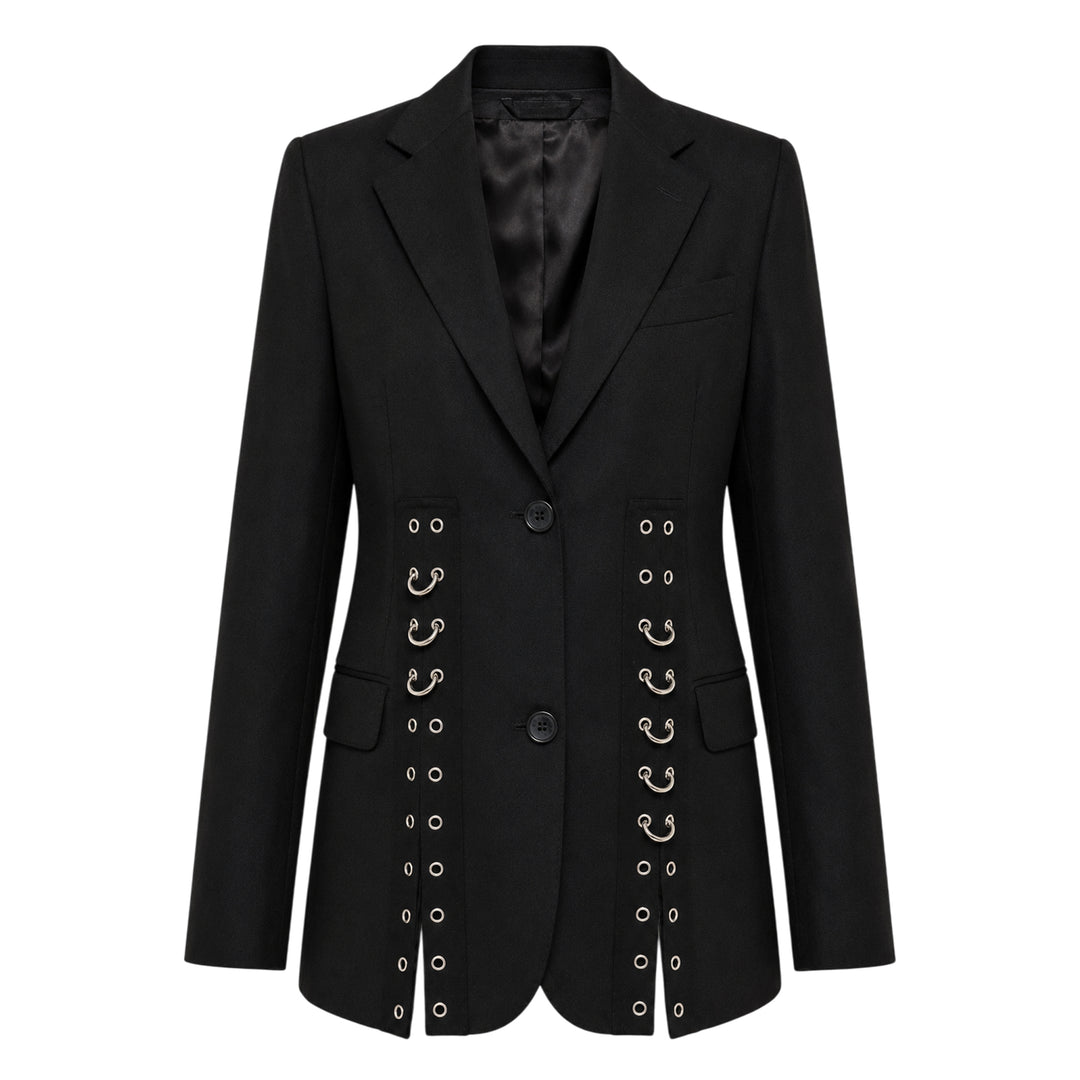 Grommet Ring Hem Slice Jacket