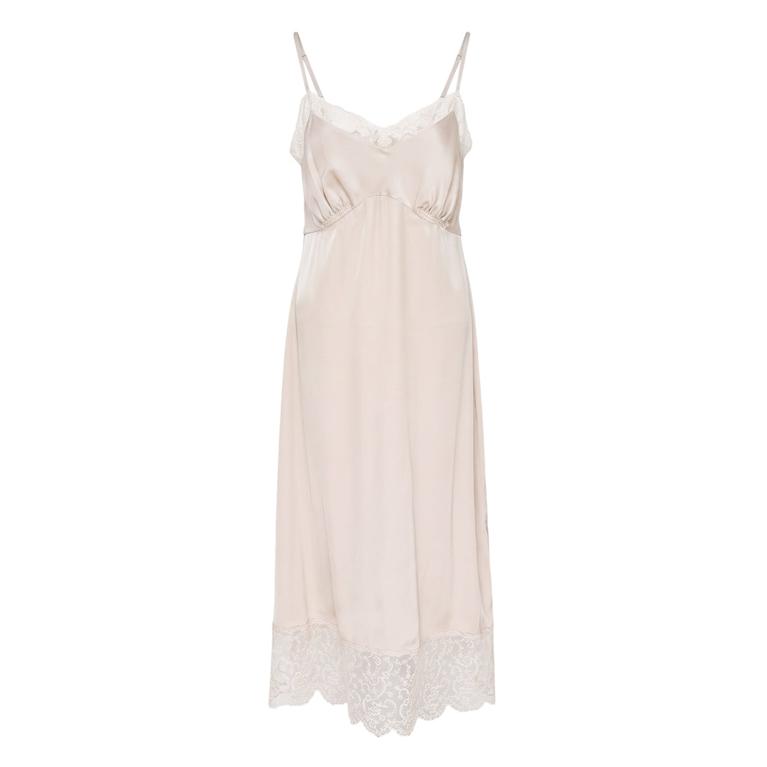 Lace Trim Satin Slip Dress